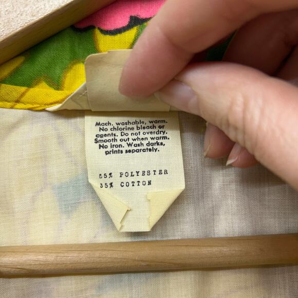 True Vintage 70s Mr Jac Long Maxi Dress 16 Retro Flower Floral Colorful Button - Picture 7 of 8